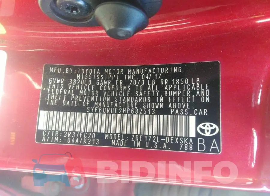 5YFBURHE2HP682513 Photo# 9