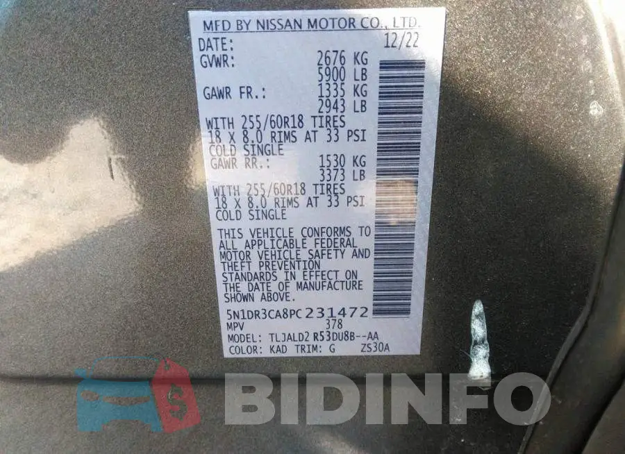 5N1DR3CA8PC231472 Photo# 9