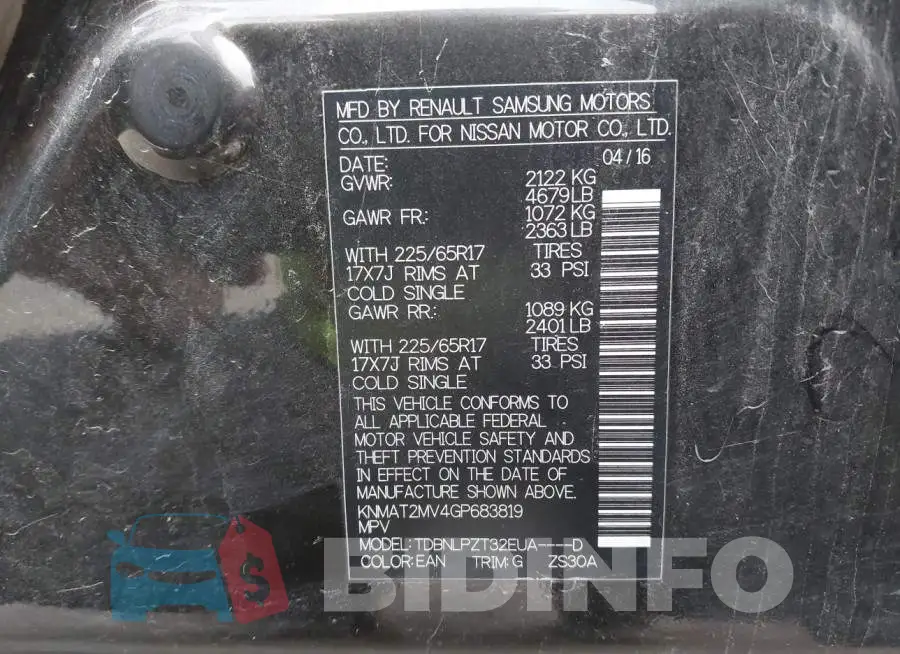 KNMAT2MV4GP683819 Photo# 9