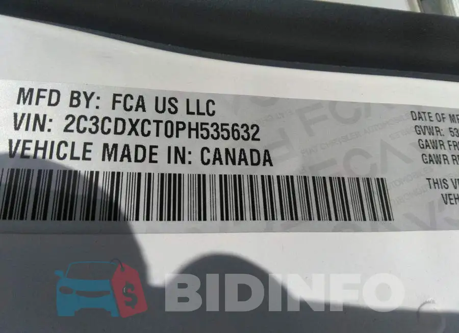 2C3CDXCT0PH535632 Photo# 9