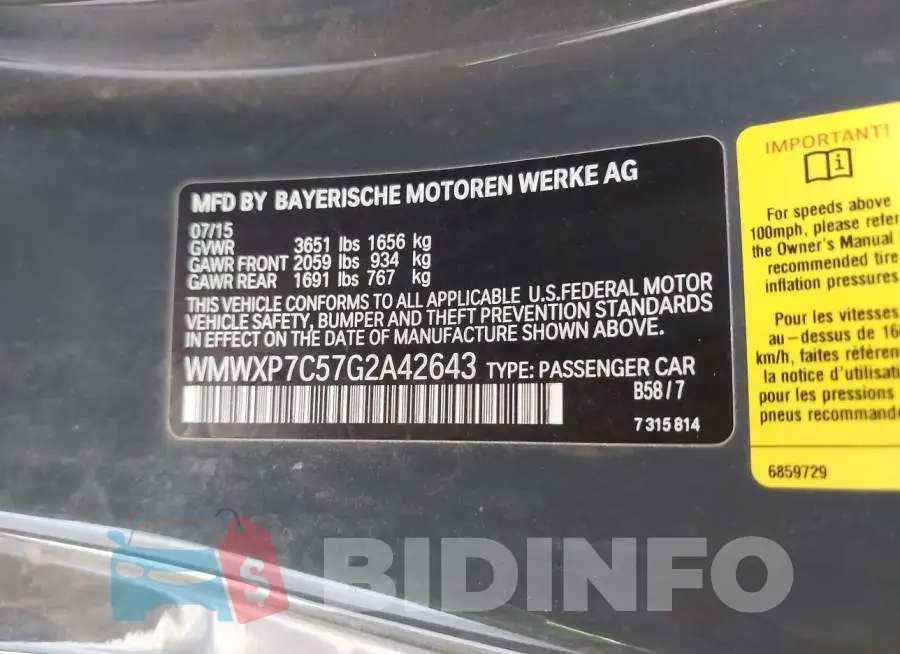WMWXP7C57G2A42643 Photo# 9
