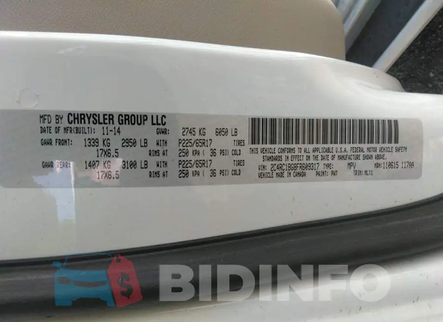 2C4RC1BG8FR609317 Photo# 9