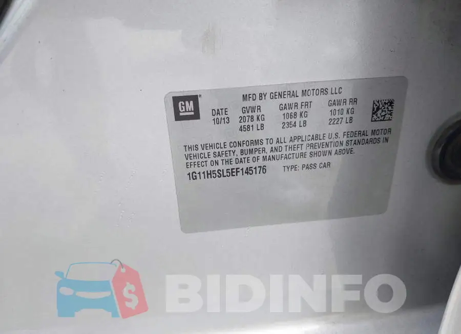 1G11H5SL5EF145176 Photo# 9