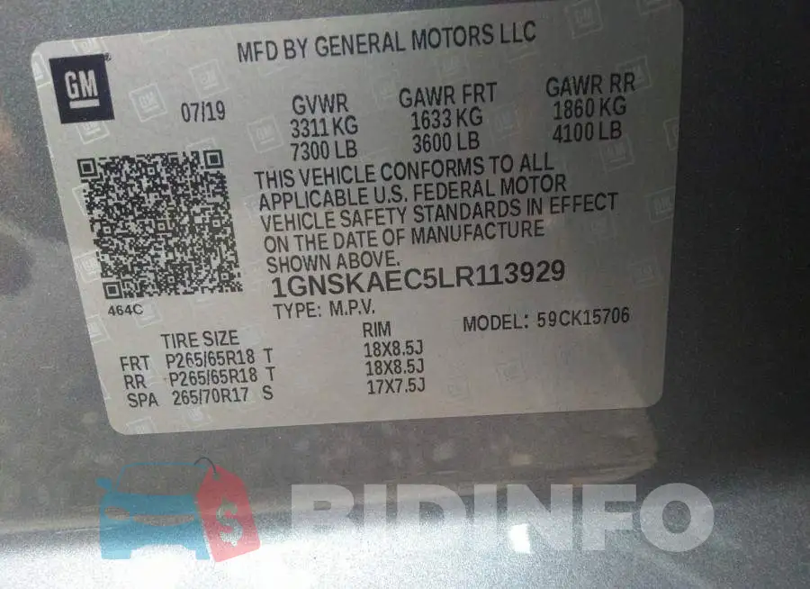 1GNSKAEC5LR113929 Photo# 9