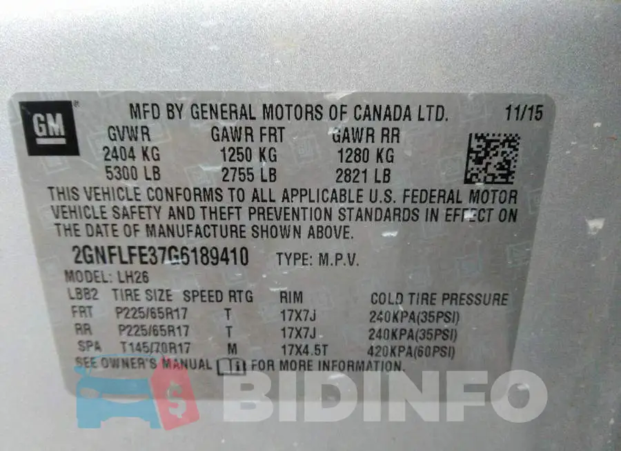 2GNFLFE37G6189410 Photo# 9