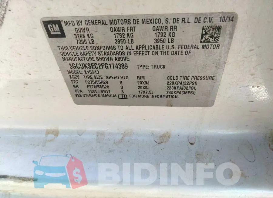 3GCUKSEC2FG174389 Photo# 9