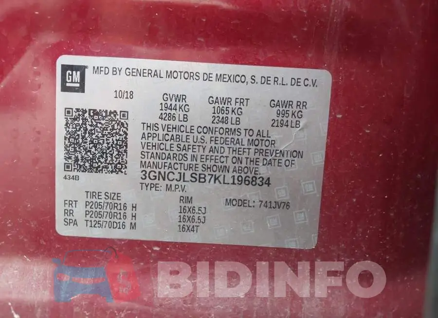 3GNCJLSB7KL196834 Photo# 9