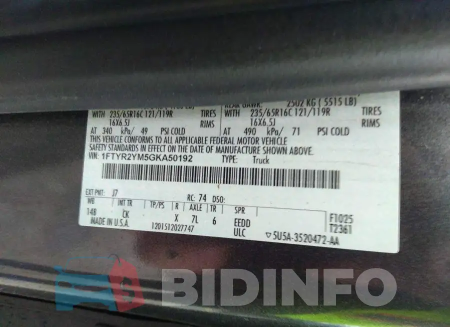 1FTYR2YM5GKA50192 Photo# 9
