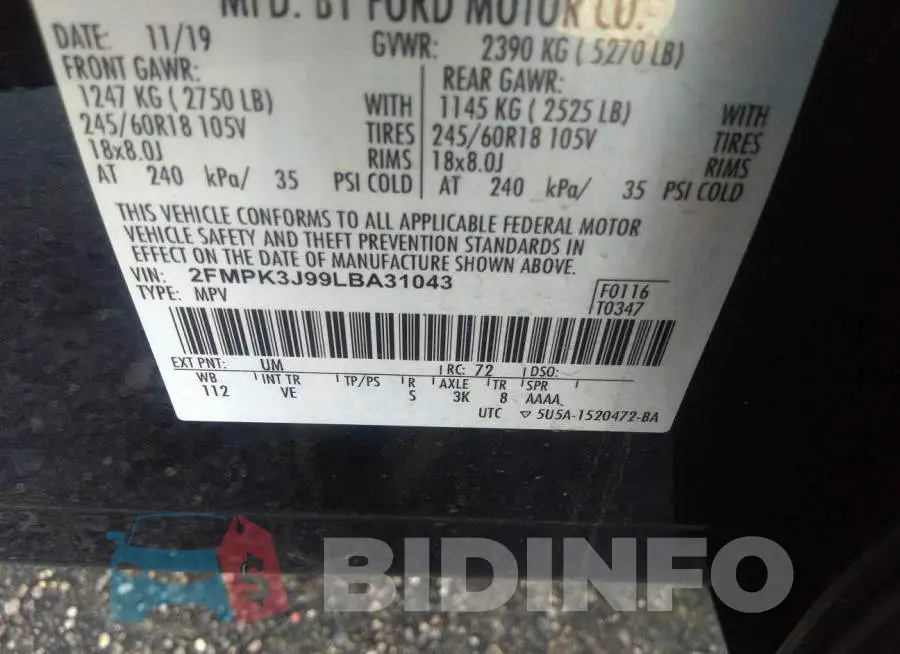 2FMPK3J99LBA31043 Photo# 9