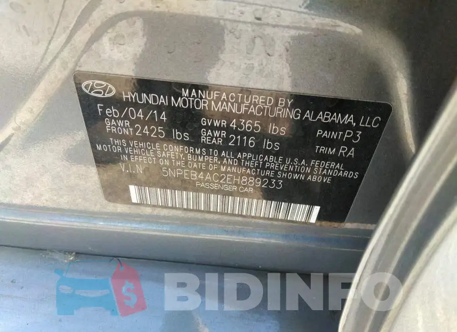 5NPEB4AC2EH889233 Photo# 9