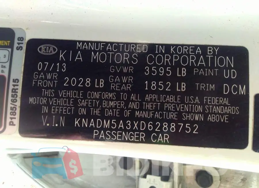 KNADM5A3XD6288752 Photo# 9
