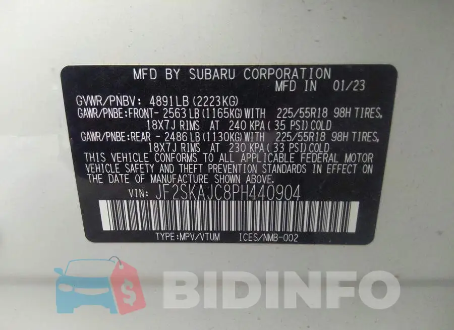 JF2SKAJC8PH440904 Photo# 9