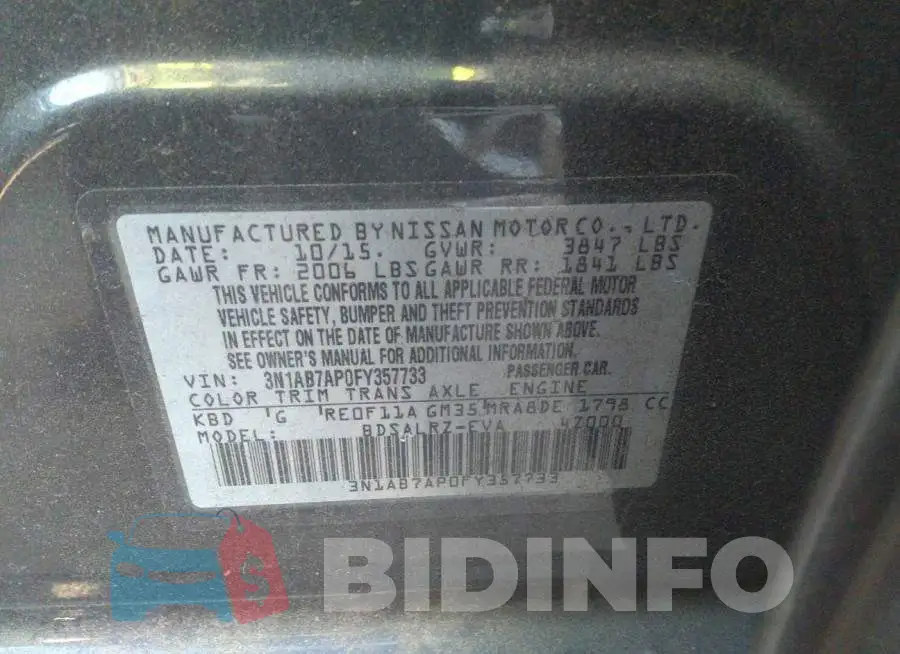 3N1AB7AP0FY357733 Photo# 9