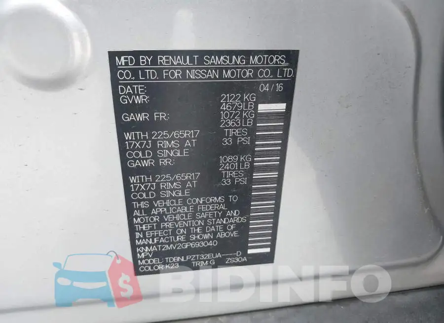 KNMAT2MV2GP693040 Photo# 9