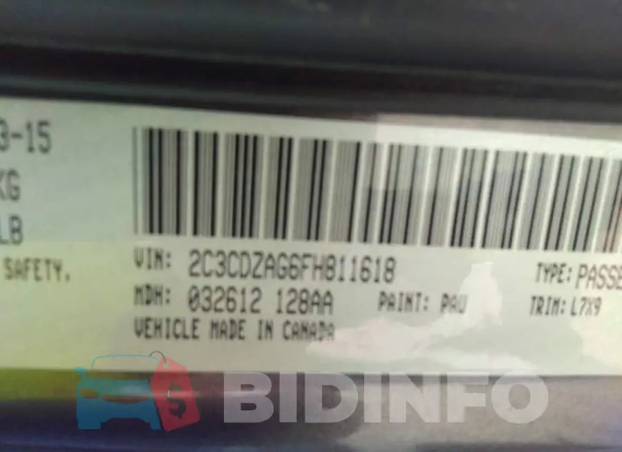 2C3CDZAG6FH811618 Photo# 9