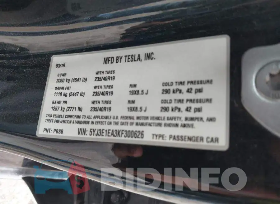5YJ3E1EA3KF300626 Photo# 9