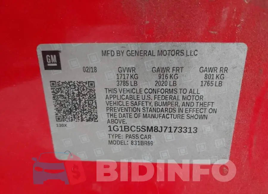 1G1BC5SM8J7173313 Photo# 9