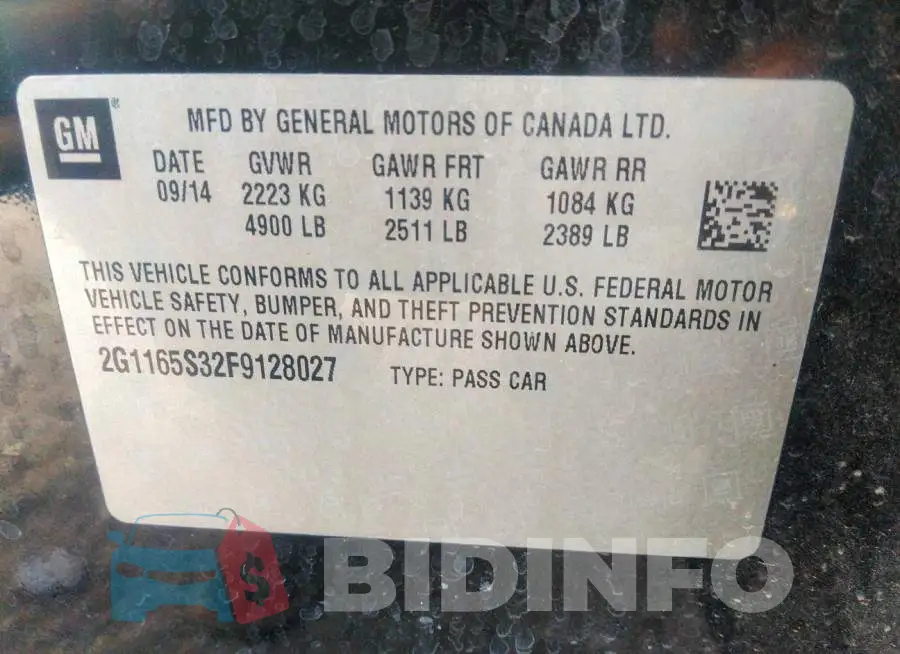 2G1165S32F9128027 Photo# 9
