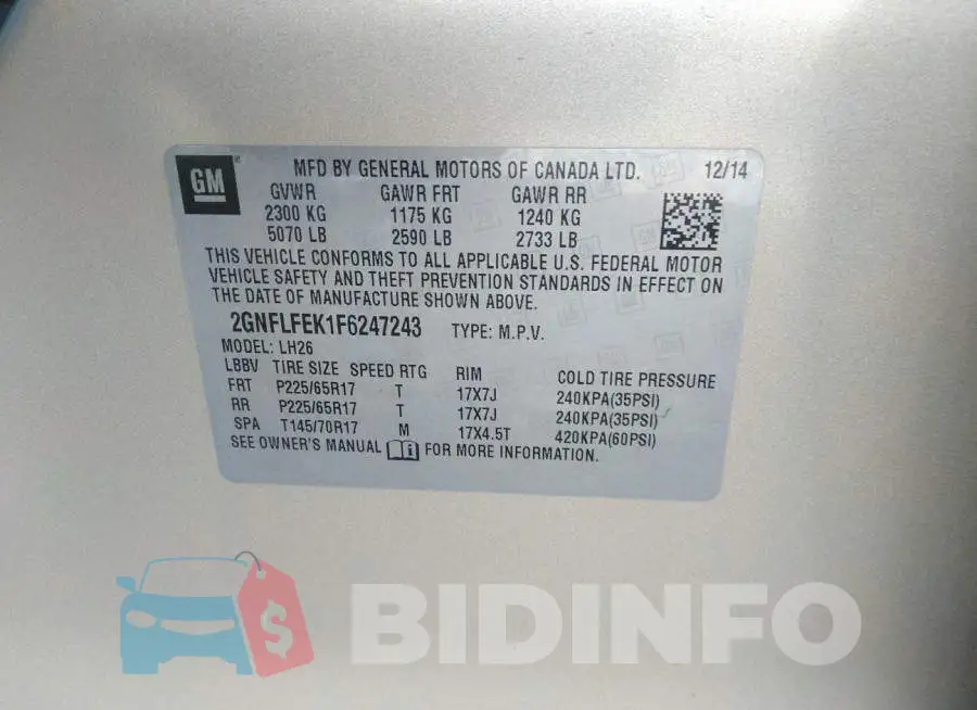 2GNFLFEK1F6247243 Photo# 9