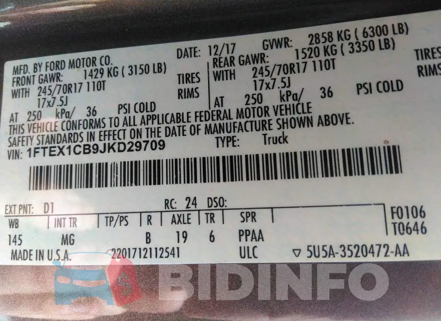 1FTEX1CB9JKD29709 Photo# 9