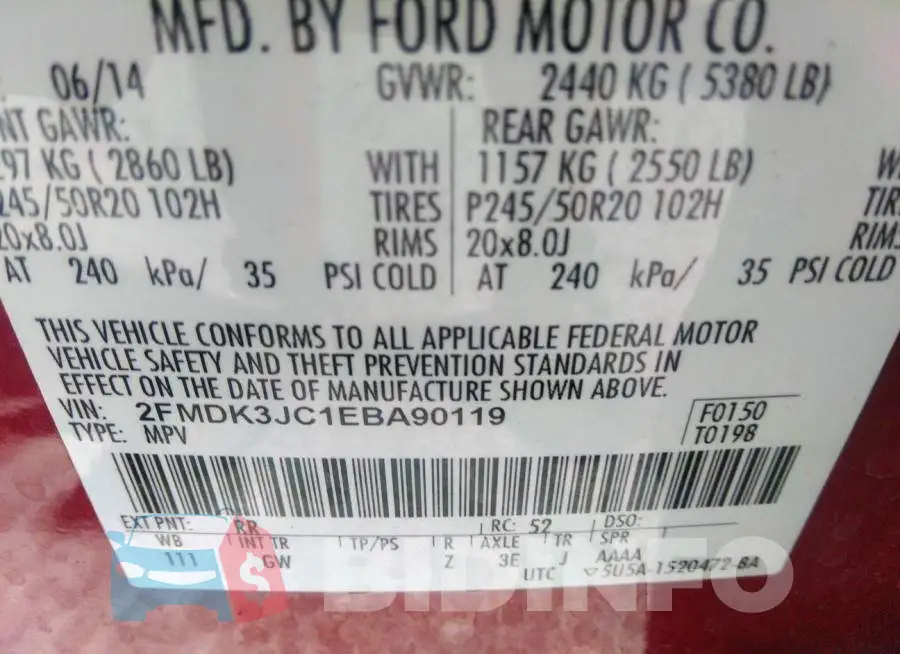 2FMDK3JC1EBA90119 Photo# 9