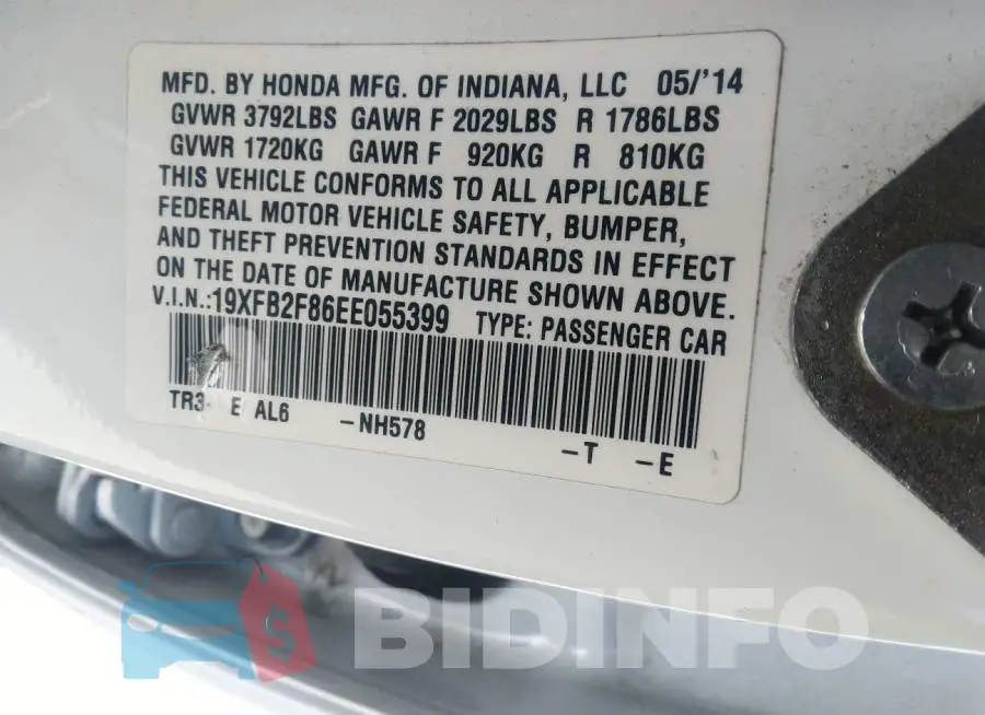 19XFB2F86EE055399 Photo# 9