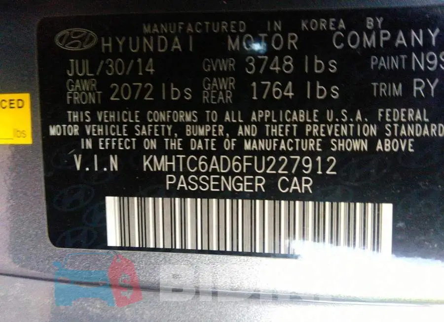 KMHTC6AD6FU227912 Photo# 9