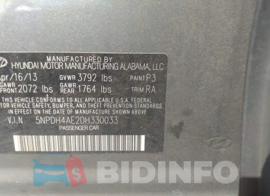 5NPDH4AE2DH330033 Photo# 9