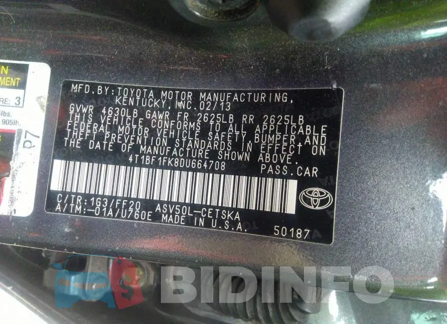4T1BF1FK8DU664708 Photo# 9
