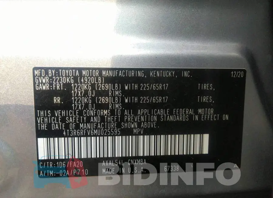 4T3R6RFV6MU025595 Photo# 9