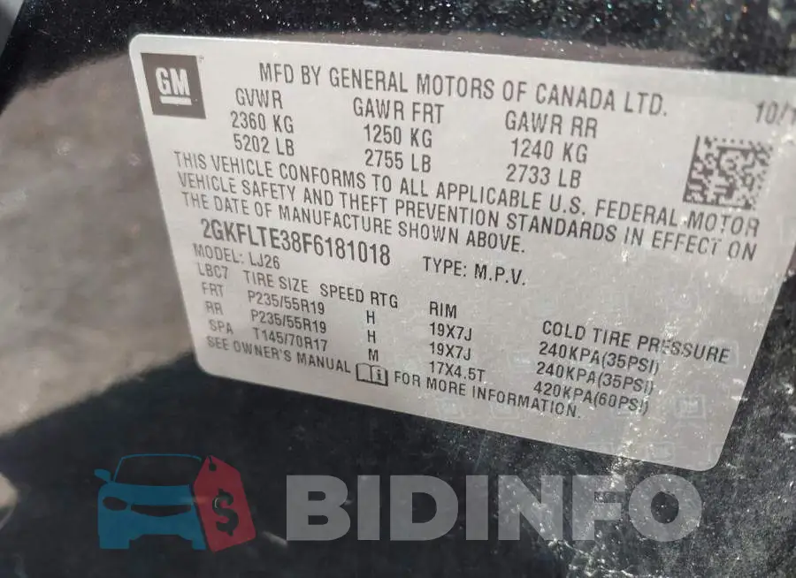 2GKFLTE38F6181018 Photo# 9
