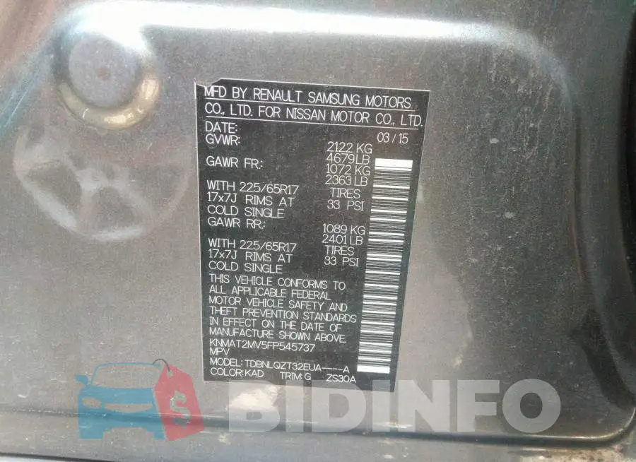 KNMAT2MV5FP545737 Photo# 9