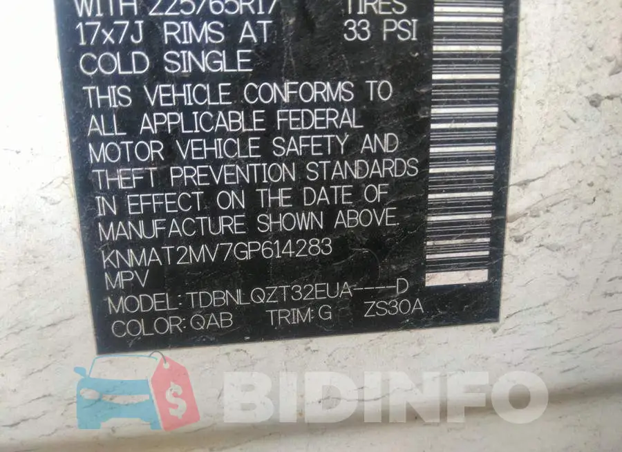 KNMAT2MV7GP614283 Photo# 9