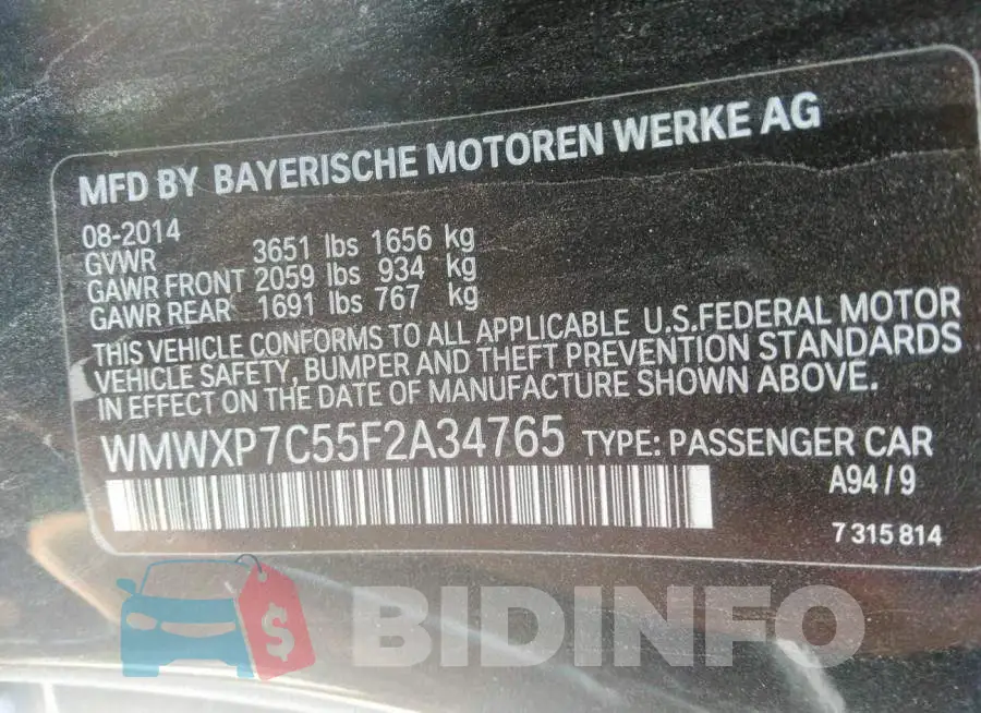 WMWXP7C55F2A34765 Photo# 9