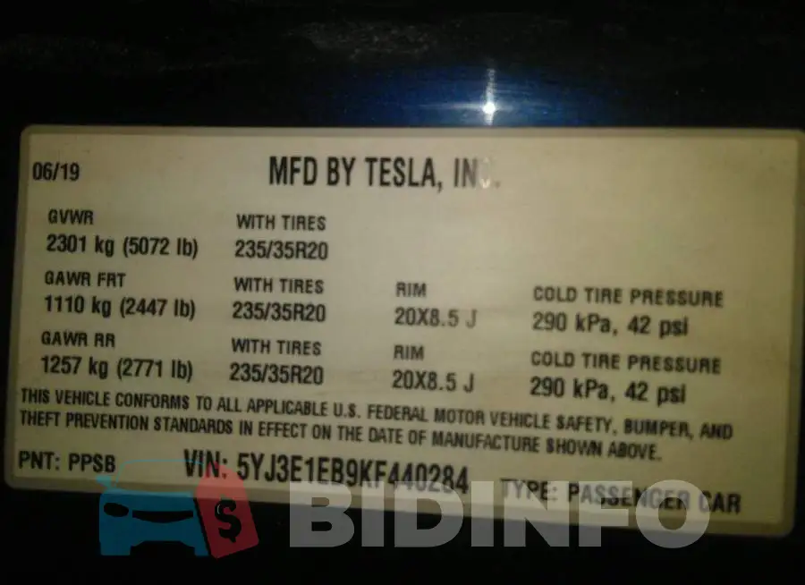 5YJ3E1EB9KF440284 Photo# 9