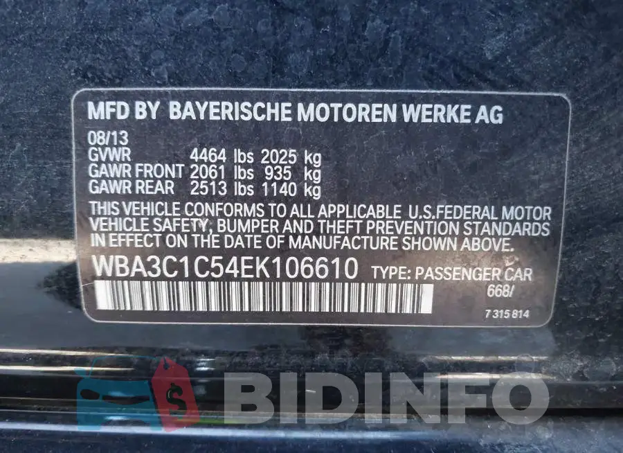 WBA3C1C54EK106610 Photo# 9