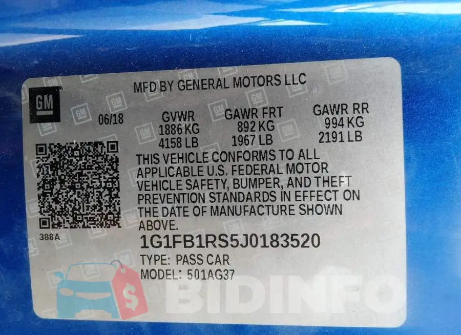 1G1FB1RS5J0183520 Photo# 9