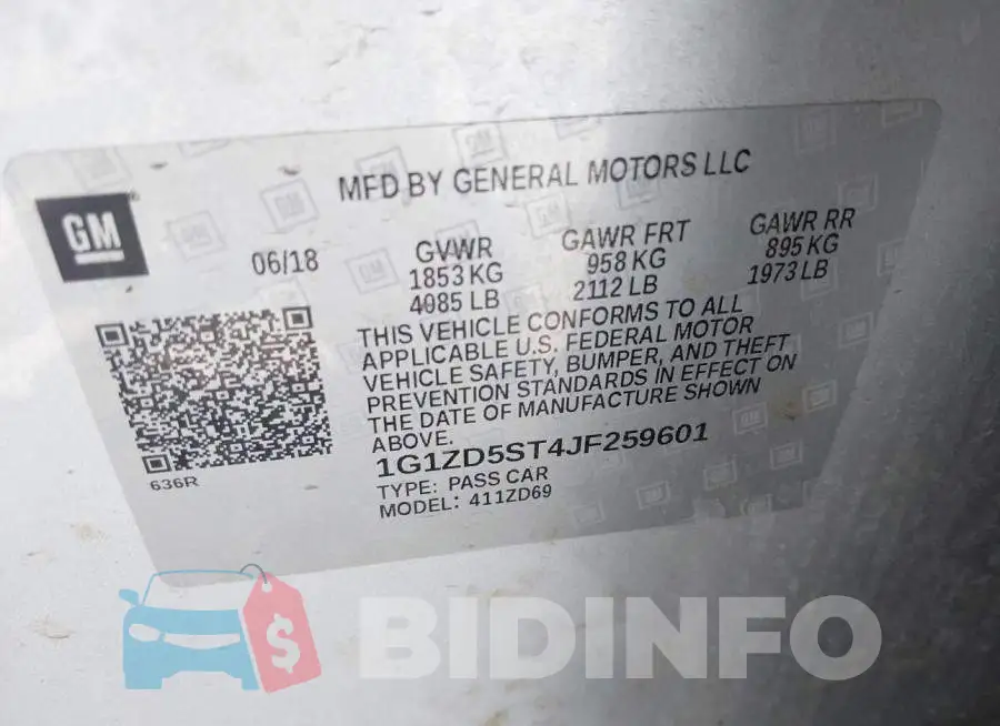 1G1ZD5ST4JF259601 Photo# 9