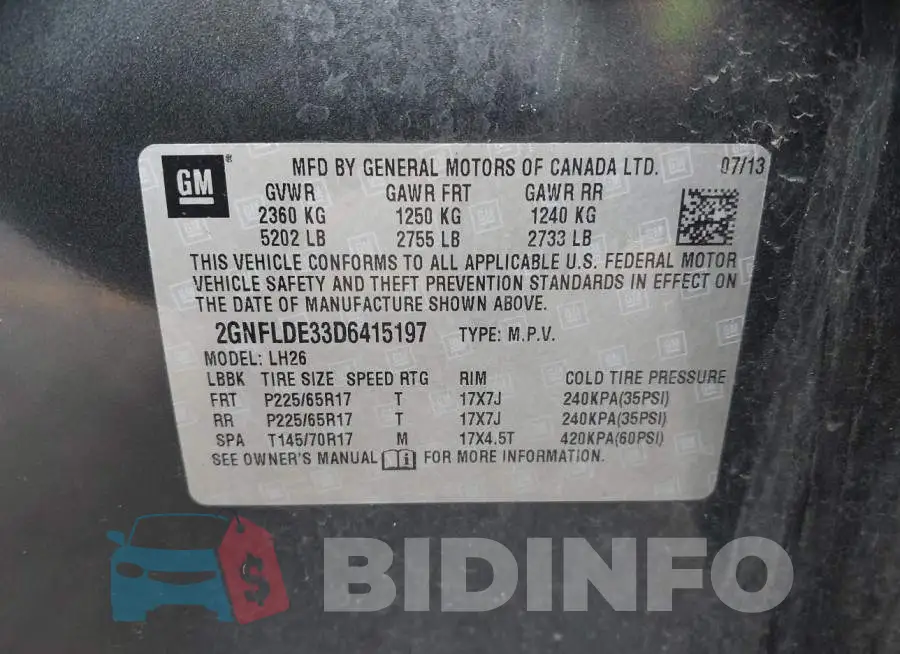 2GNFLDE33D6415197 Photo# 9