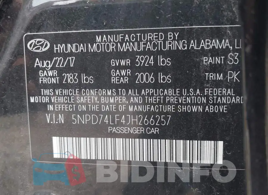 5NPD74LF4JH266257 Photo# 9