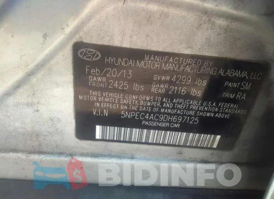 5NPEC4AC9DH697125 Photo# 9