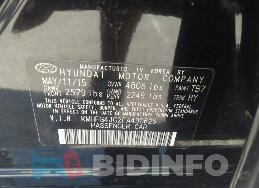 KMHFG4JG2FA490626 Photo# 9