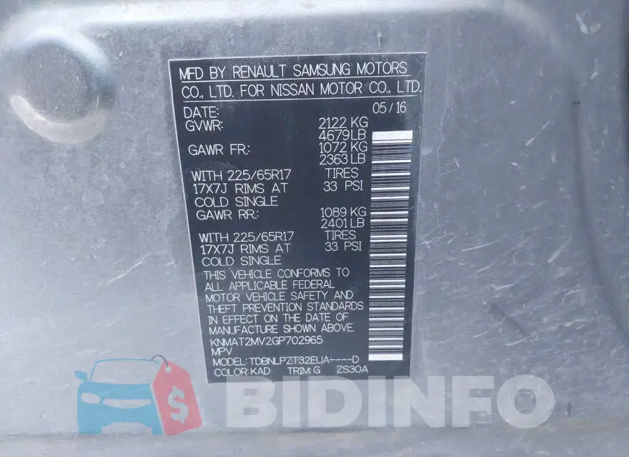KNMAT2MV2GP702965 Photo# 9