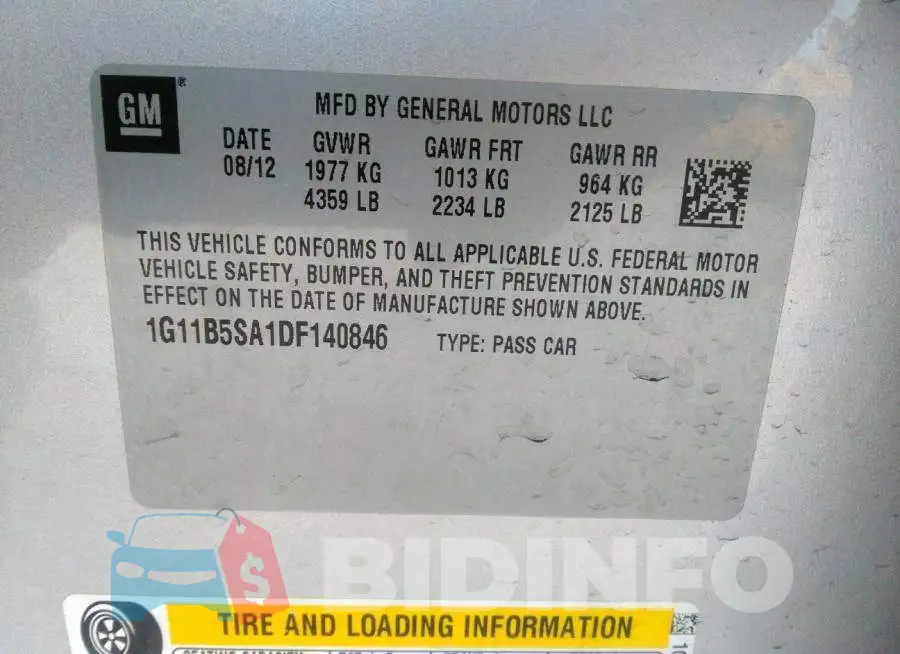 1G11B5SA1DF140846 Photo# 9