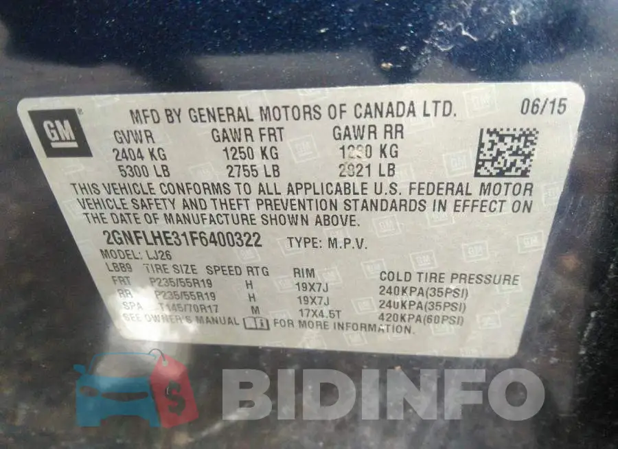2GNFLHE31F6400322 Photo# 9