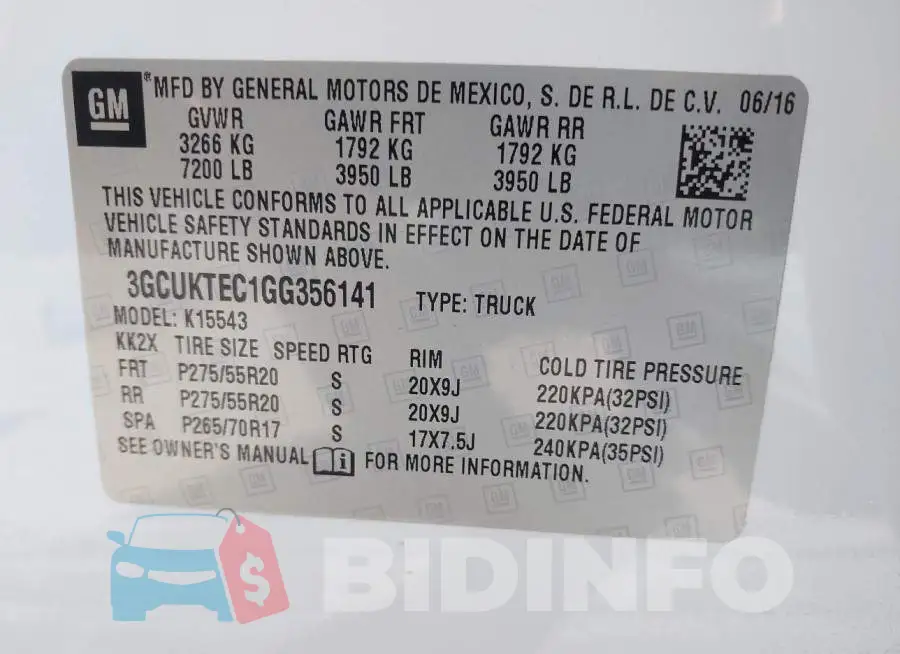 3GCUKTEC1GG356141 Photo# 9