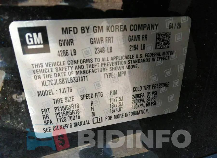 KL7CJLSB1LB337471 Photo# 9