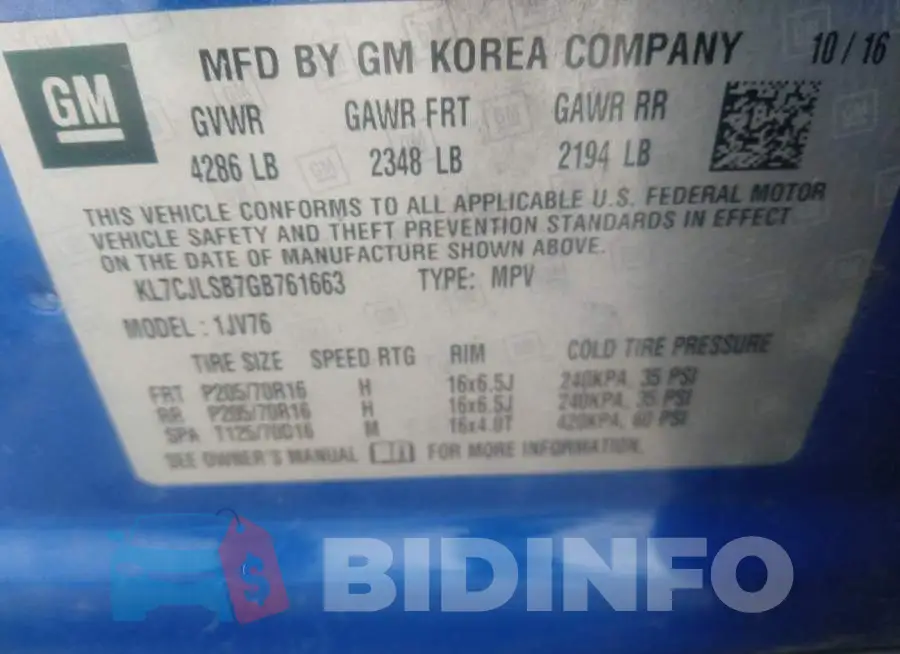 KL7CJLSB7GB761663 Photo# 9