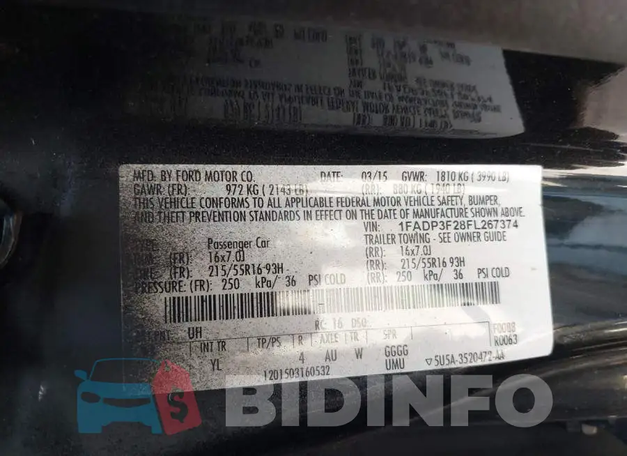1FADP3F28FL267374 Photo# 9