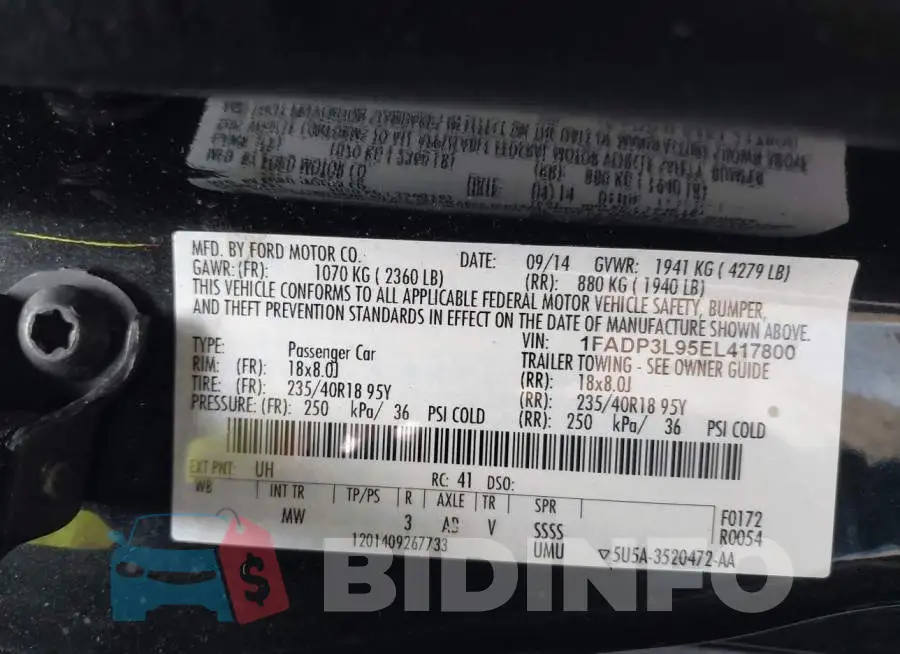 1FADP3L95EL417800 Photo# 9